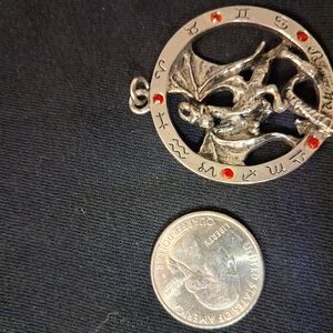 Silver Dragon Pendant Necklace Hororscope Markings